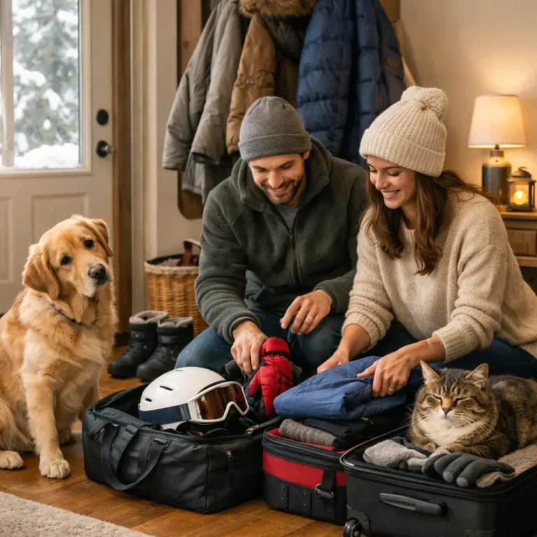 Vacances de février : faire garder son animal pendant un départ au ski près de Saint-Lys 3 Préparation d’un départ au ski pendant les vacances de février avec un chien et un chat, avant de faire garder son animal
